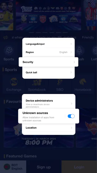 Update security permissions to allow APK installation