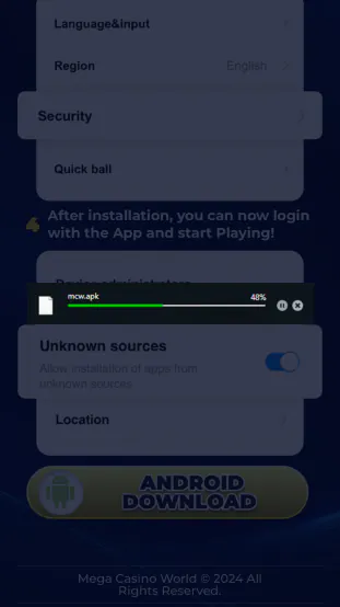 Wait for the download to complete before starting the installation process